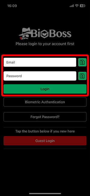 『メールアドレス』と『パスワード』を入力して『Login』をタップ！
